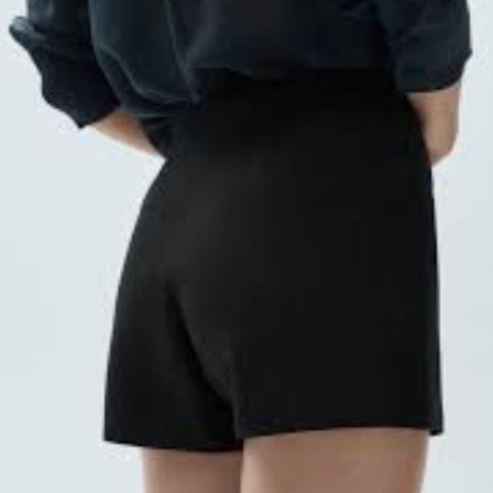 Mango high waist flat front black shorts